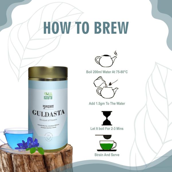 Brain Booster | Beneficial for Eyes | Caffeine Free | 30 Cups | Guldasta | Floral Tea